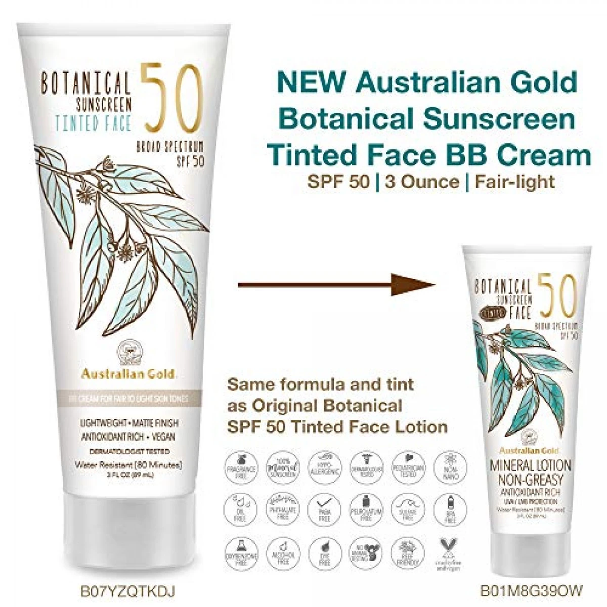 Australian Gold Botanical Sunscreen Tinted Face BB Cream SPF 50, 3 Ounce | Fair-Light | Broad Spectrum | Water Resistant | Vegan | Antioxidant Rich 4 Australian Gold Botanical Sunscreen Tinted Face BB Cream SPF 50, 3 Ounce | Fair-Light | Broad Spectrum | Water Resistant | Vegan | Antioxidant Rich - Image 2