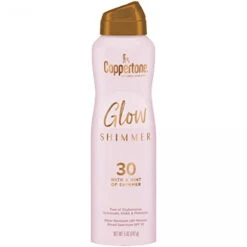 Coppertone Glow With Shimmer Sunscreen Spray SPF 30, Water Resistant Spray Sunscreen, Broad Spectrum SPF 30 Sunscreen Spray, 5 Oz Spray
