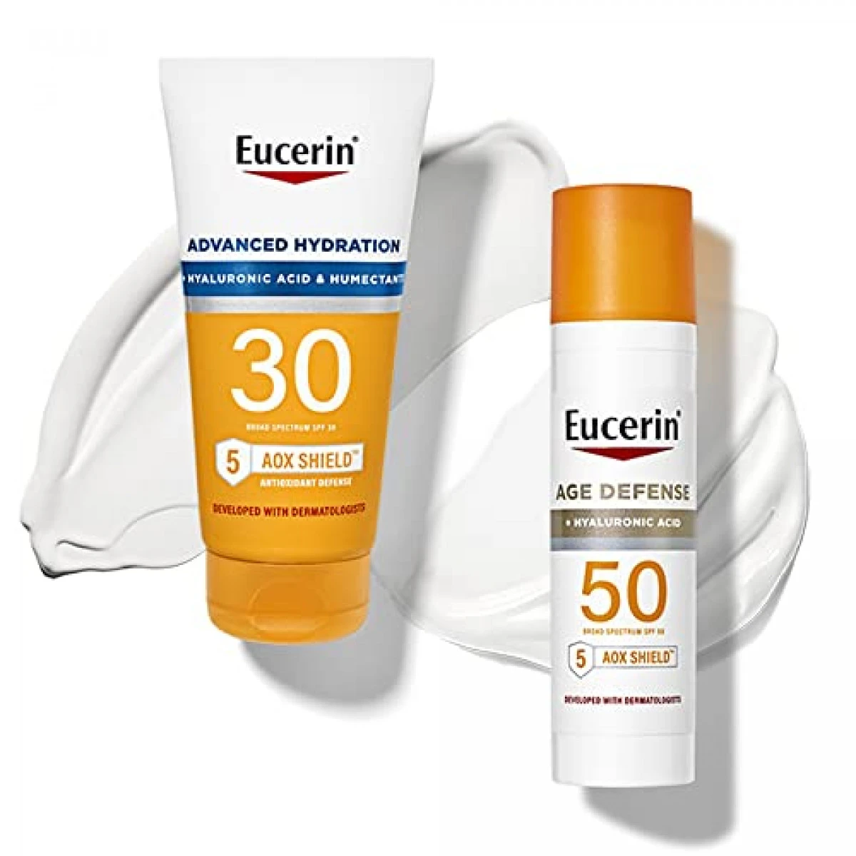 Eucerin Sun Advanced Hydration SPF 30 Sunscreen Lotion + Age Defense SPF 50 Face Sunscreen Lotion Multipack (5 Oz. Body Lotion + 2.5 Oz Face Lotion) 3 Eucerin Sun Advanced Hydration SPF 30 Sunscreen Lotion + Age Defense SPF 50 Face Sunscreen Lotion Multipack (5 Oz. Body Lotion + 2.5 Oz Face Lotion)