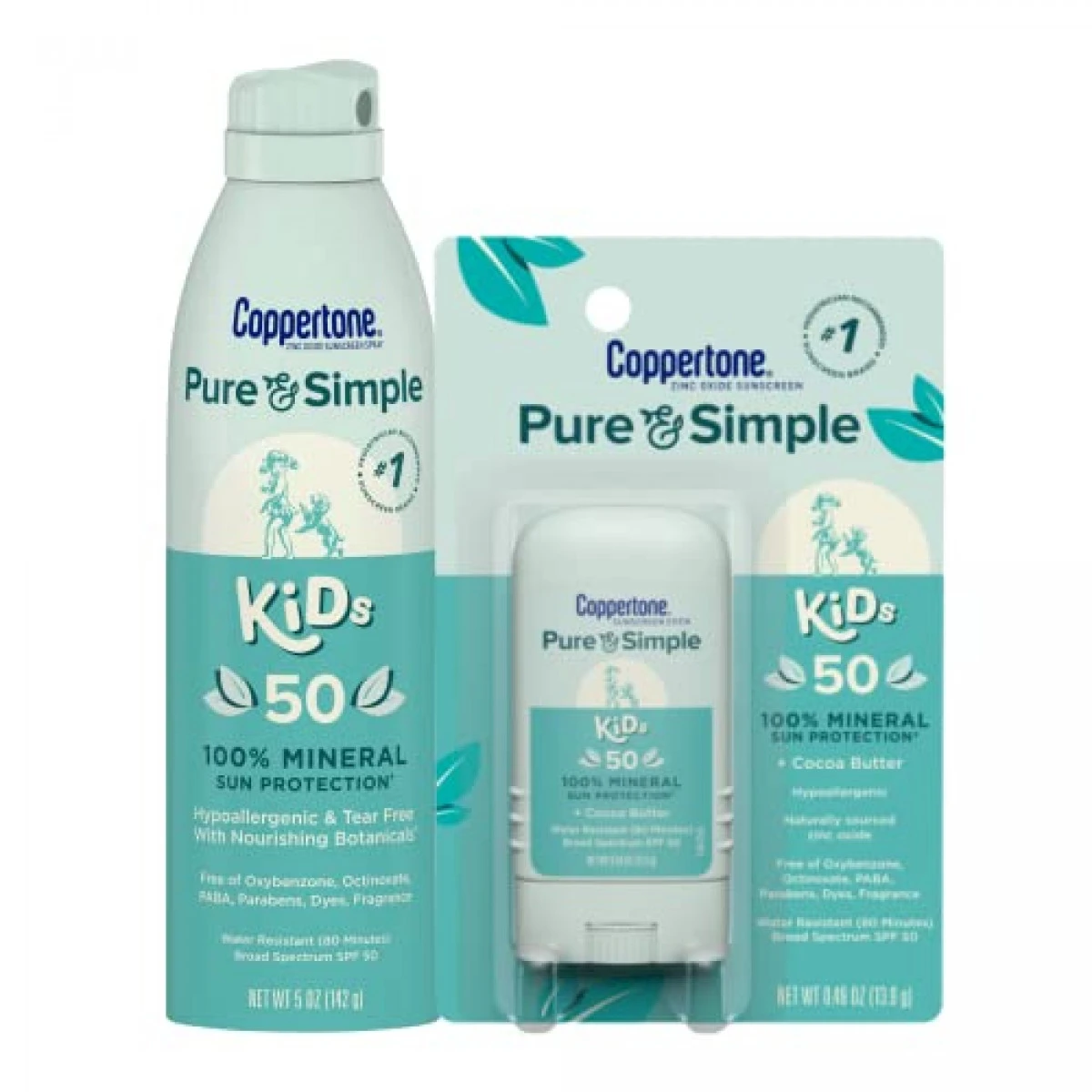 Coppertone Pure & Simple Kids Sunscreen SPF 50 Multi Pack, Kids Zinc Oxide Mineral Sunscreen Spray & Kids Sunscreen Stick, Sunscreen For Face, (5 Oz +.49 Oz) 3 Coppertone Pure & Simple Kids Sunscreen SPF 50 Multi Pack, Kids Zinc Oxide Mineral Sunscreen Spray & Kids Sunscreen Stick, Sunscreen For Face, (5 Oz +.49 Oz)