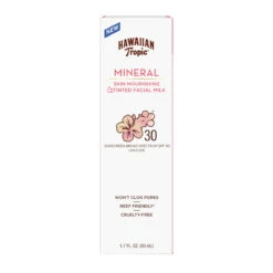 Hawaiian Tropic Skin Nourishing Tinted Facial Milk Mineral Sunscreen 1.7 Oz, SPF 30, Won't Clog Pores, Cruelty Free