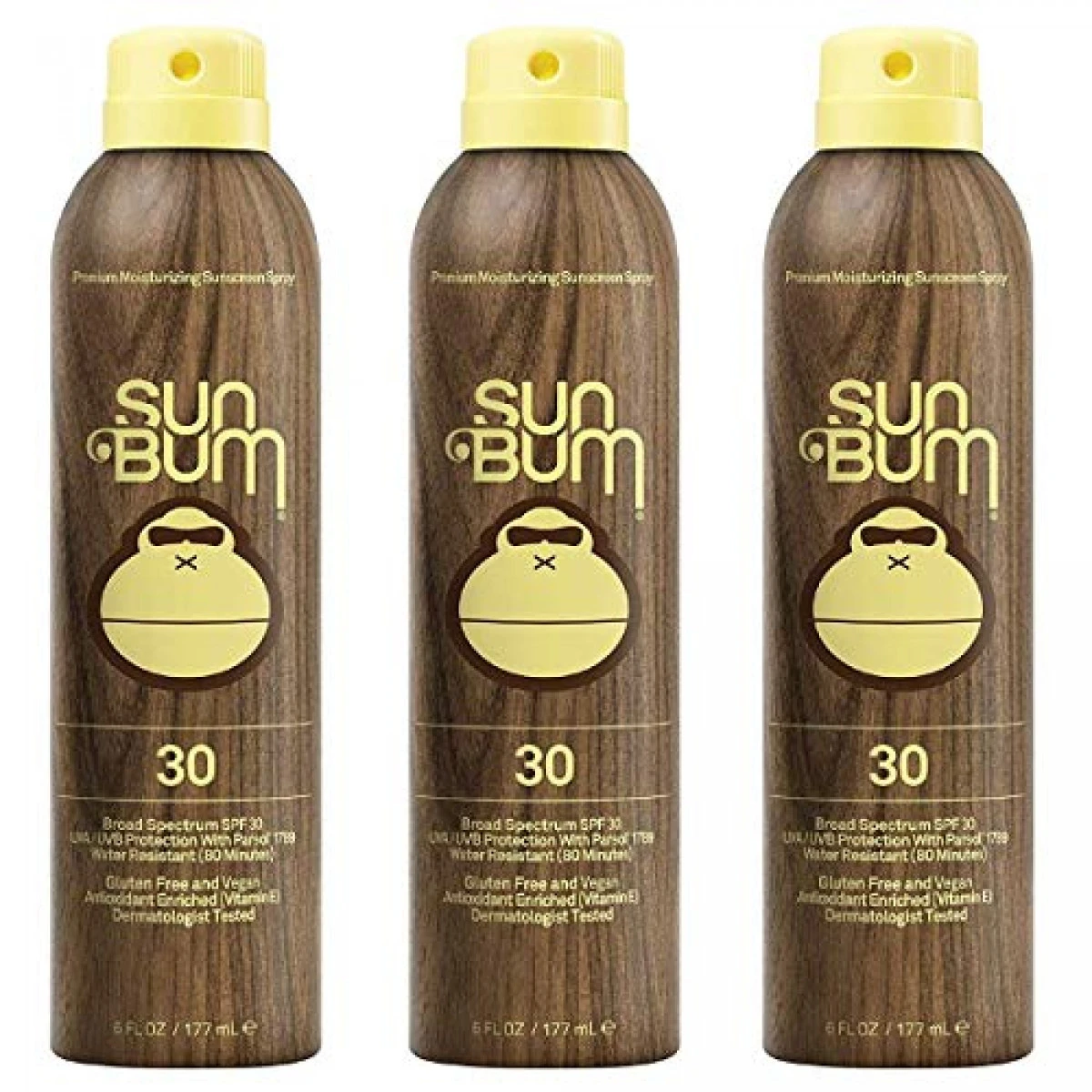 Sun Bum Original Moisturizing Sunscreen Spray SPF 30 | Vegan And Reef Friendly | Octinoxate & Oxybenzone Free | Broad Spectrum UVA/UVB Sunscreen With Vitamin E | 6 Oz | Pack Of 3 3 Sun Bum Original Moisturizing Sunscreen Spray SPF 30 | Vegan And Reef Friendly | Octinoxate & Oxybenzone Free | Broad Spectrum UVA/UVB Sunscreen With Vitamin E | 6 Oz | Pack Of 3