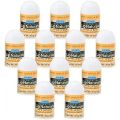 Lip Naturals® | Mini Vanilla Lip Balm With Sunscreen (SPF-15) | Made In USA With Beeswax & Coconut Oil | 12-Count Mini Lip Balm Pack With Vanilla Bean Flavor (0.10oz/3g Each)