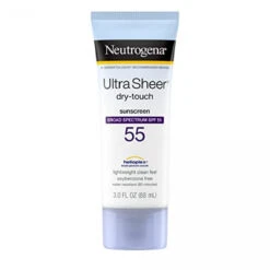 Neutrogena Ultra Sheer Dry-Touch Sunscreen Lotion, Broad Spectrum SPF 55 UVA/UVB Protection, Light, Water Resistant, Non-Comedogenic & Non-Greasy, Travel Size, 3 Fl. Oz