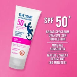BLUE LIZARD Baby Mineral Sunscreen With Zinc Oxide, SPF 50+, Water Resistant, UVA/UVB Protection With Smart Cap Technology - Fragrance Free, 3 Ounce Tube -Nursing Products 303162036307 2