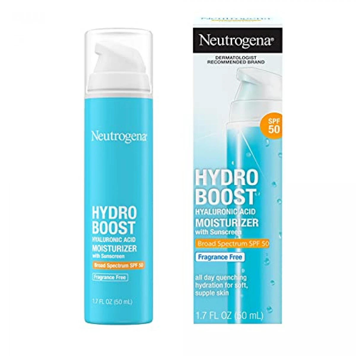 Neutrogena Hydro Boost Hyaluronic Acid Facial Moisturizer With Broad Spectrum SPF 50 Sunscreen, Daily Water Gel Face Moisturizer To Hydrate & Soothe Dry Skin, Fragrance-Free, 1.7 Fl. Oz 3 Neutrogena Hydro Boost Hyaluronic Acid Facial Moisturizer With Broad Spectrum SPF 50 Sunscreen, Daily Water Gel Face Moisturizer To Hydrate & Soothe Dry Skin, Fragrance-Free, 1.7 Fl. Oz
