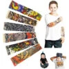 Temporary Tattoo Sleeves For Kids, Fake Slip On Arm Sunscreen Sleeves, 6pcs - Eagle,Skull,Dragon,Clown, Snake,etc -Nursing Products 602716373784