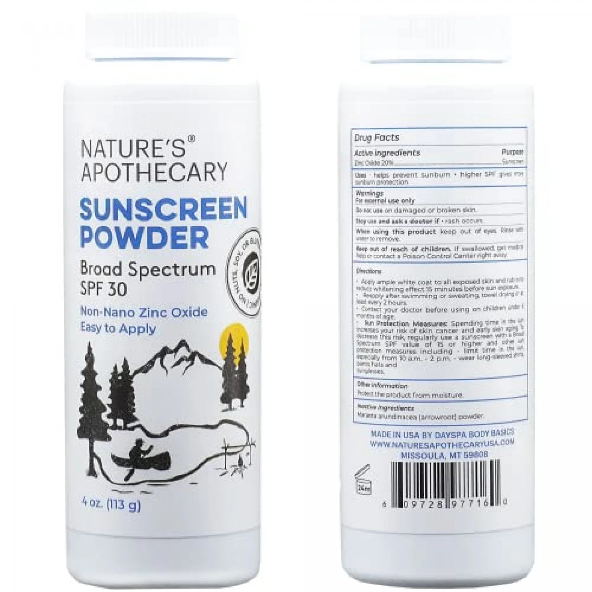 All-Natural, Benzene Free, Non Nano Zinc Oxide Sunscreen Powder SPF 30 - Water & Sweat Resistant, Reef & River Friendly, Hypoallergenic, Biodegradable, Made In USA By Nature's Apothecary 4 All-Natural, Benzene Free, Non Nano Zinc Oxide Sunscreen Powder SPF 30 - Water & Sweat Resistant, Reef & River Friendly, Hypoallergenic, Biodegradable, Made In USA By Nature's Apothecary - Image 2