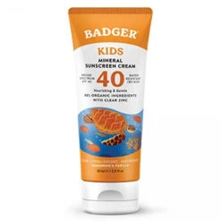 Badger SPF 40 Kids Mineral Sunscreen Cream - Reef-Friendly Broad-Spectrum Water-Resistant Kids Sunscreen With Zinc Oxide - Tangerine And Vanilla, 2.9 Oz