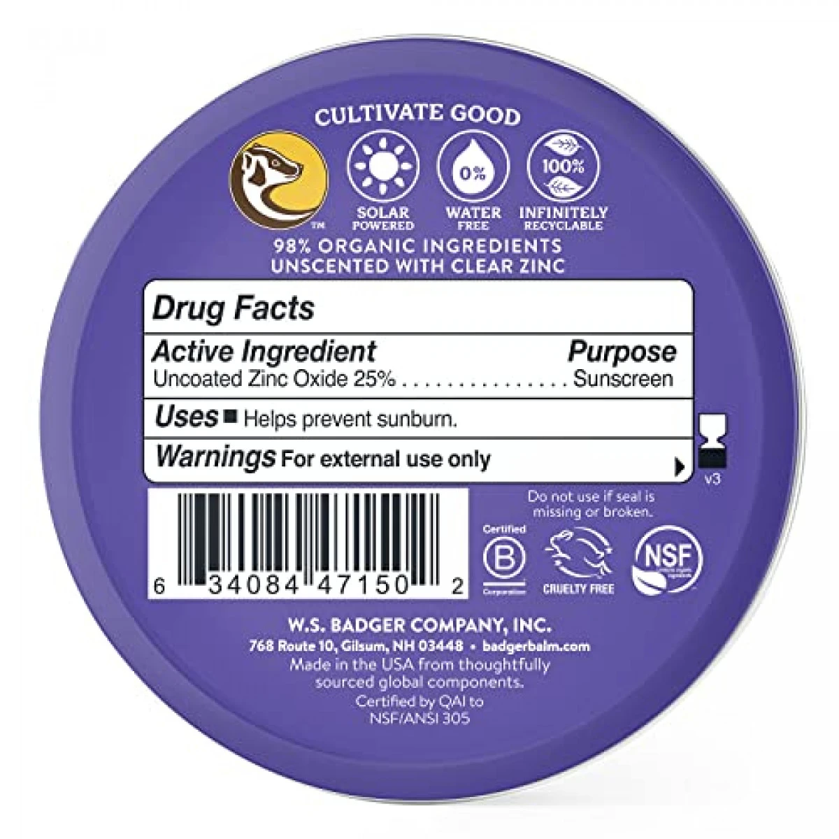 Badger - SPF 50 Adventure Sport Mineral Sunscreen Tin - Reef-Friendly Broad-Spectrum Water-Resistant Sport Sunscreen With Zinc Oxide - Unscented, 2.4 Oz 4 Badger - SPF 50 Adventure Sport Mineral Sunscreen Tin - Reef-Friendly Broad-Spectrum Water-Resistant Sport Sunscreen With Zinc Oxide - Unscented, 2.4 Oz - Image 2
