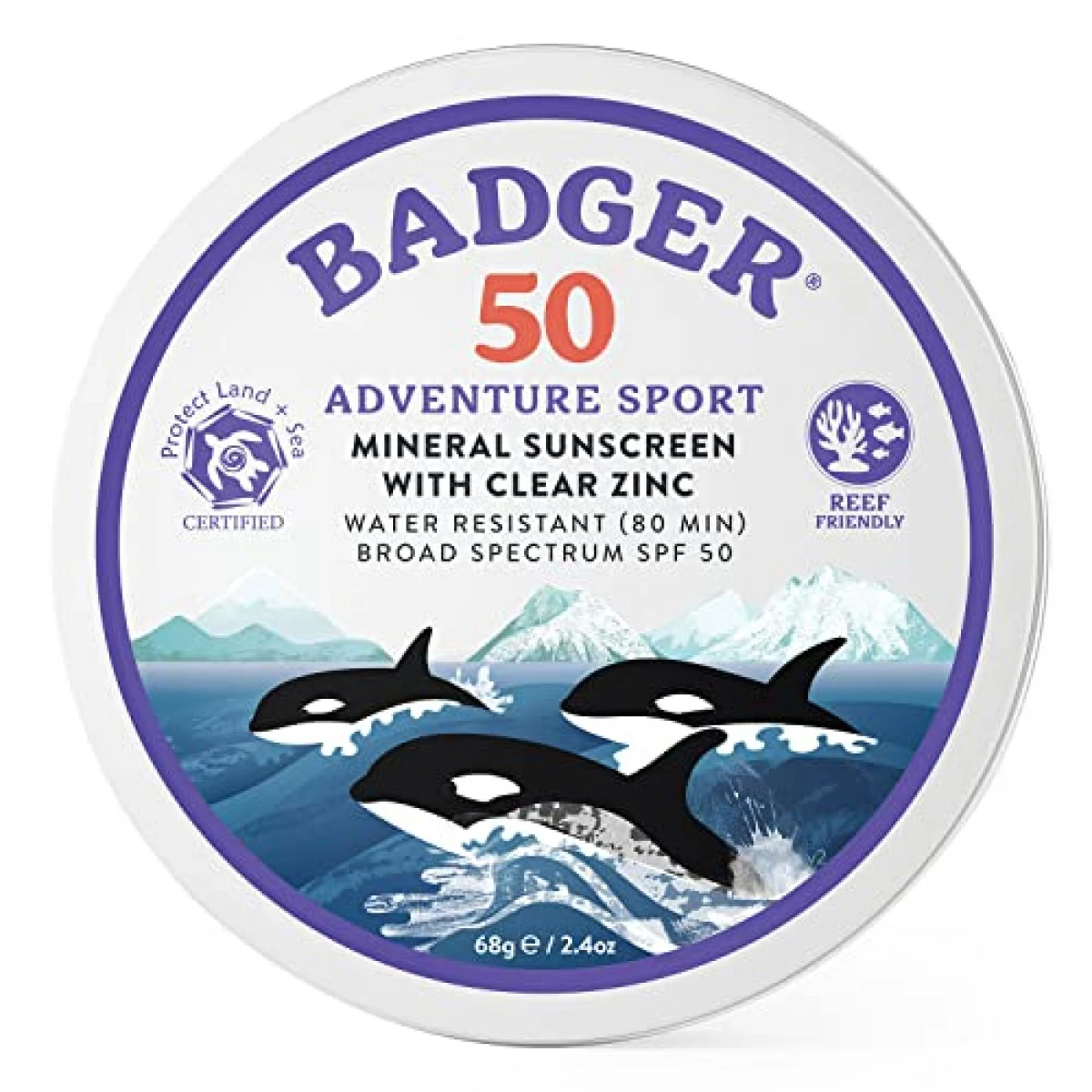 Badger - SPF 50 Adventure Sport Mineral Sunscreen Tin - Reef-Friendly Broad-Spectrum Water-Resistant Sport Sunscreen With Zinc Oxide - Unscented, 2.4 Oz 3 Badger - SPF 50 Adventure Sport Mineral Sunscreen Tin - Reef-Friendly Broad-Spectrum Water-Resistant Sport Sunscreen With Zinc Oxide - Unscented, 2.4 Oz