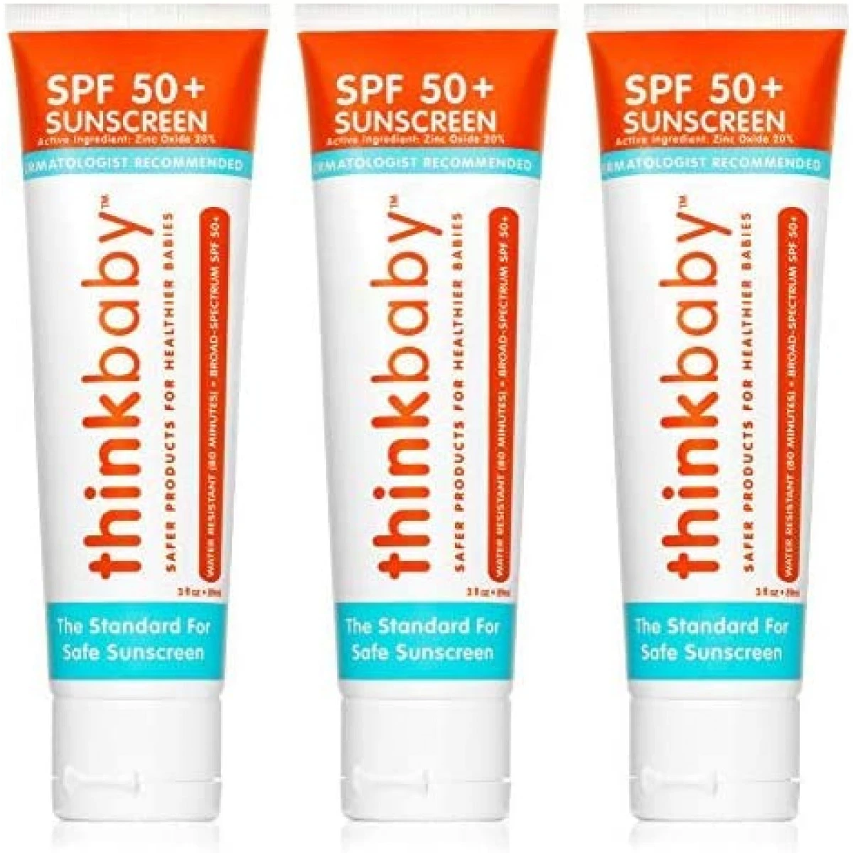 Thinkbaby Safe Sunscreen SPF 50, 3oz (Pack Of 3) 3 Thinkbaby Safe Sunscreen SPF 50, 3oz (Pack Of 3)