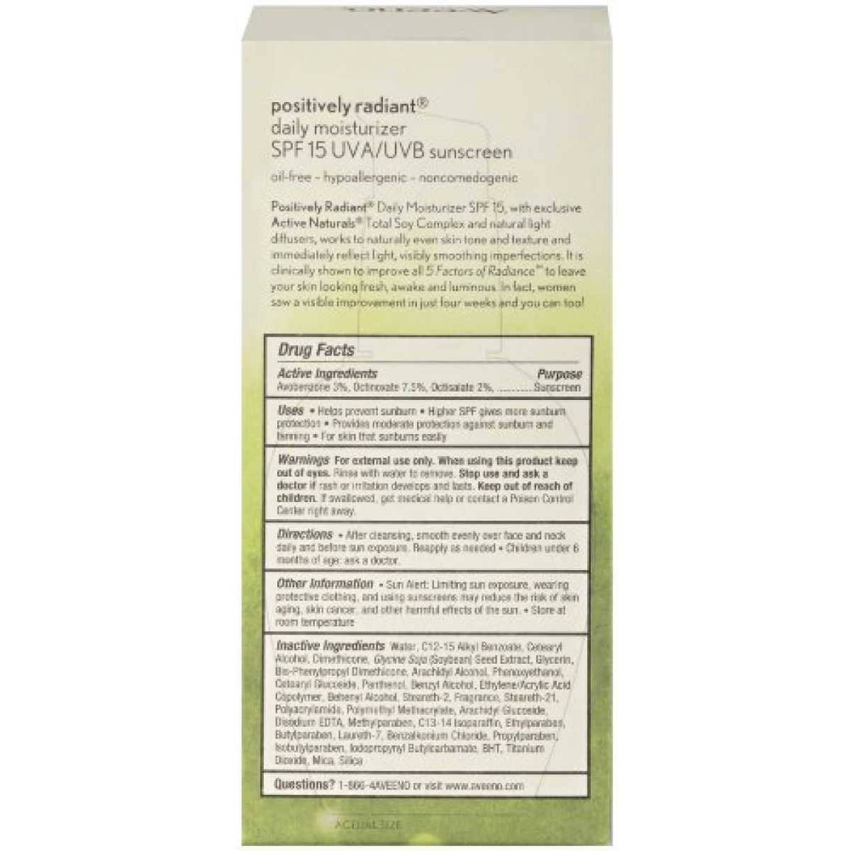 Aveeno Positively Radiant Daily Facial Moisturizer With Broad Spectrum SPF 15 Sunscreen & Total Soy Complex For Even Tone & Texture, Hypoallergenic, Oil-Free & Non-Comedogenic, 4 Fl. Oz 4 Aveeno Positively Radiant Daily Facial Moisturizer With Broad Spectrum SPF 15 Sunscreen & Total Soy Complex For Even Tone & Texture, Hypoallergenic, Oil-Free & Non-Comedogenic, 4 Fl. Oz - Image 2