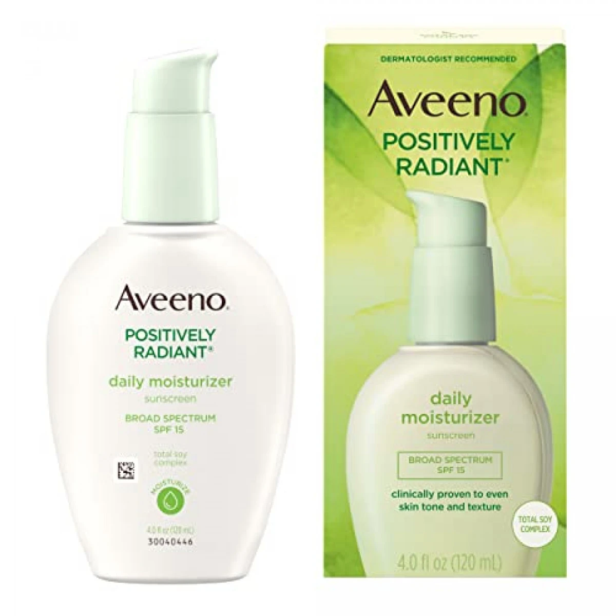 Aveeno Positively Radiant Daily Facial Moisturizer With Broad Spectrum SPF 15 Sunscreen & Total Soy Complex For Even Tone & Texture, Hypoallergenic, Oil-Free & Non-Comedogenic, 4 Fl. Oz 3 Aveeno Positively Radiant Daily Facial Moisturizer With Broad Spectrum SPF 15 Sunscreen & Total Soy Complex For Even Tone & Texture, Hypoallergenic, Oil-Free & Non-Comedogenic, 4 Fl. Oz