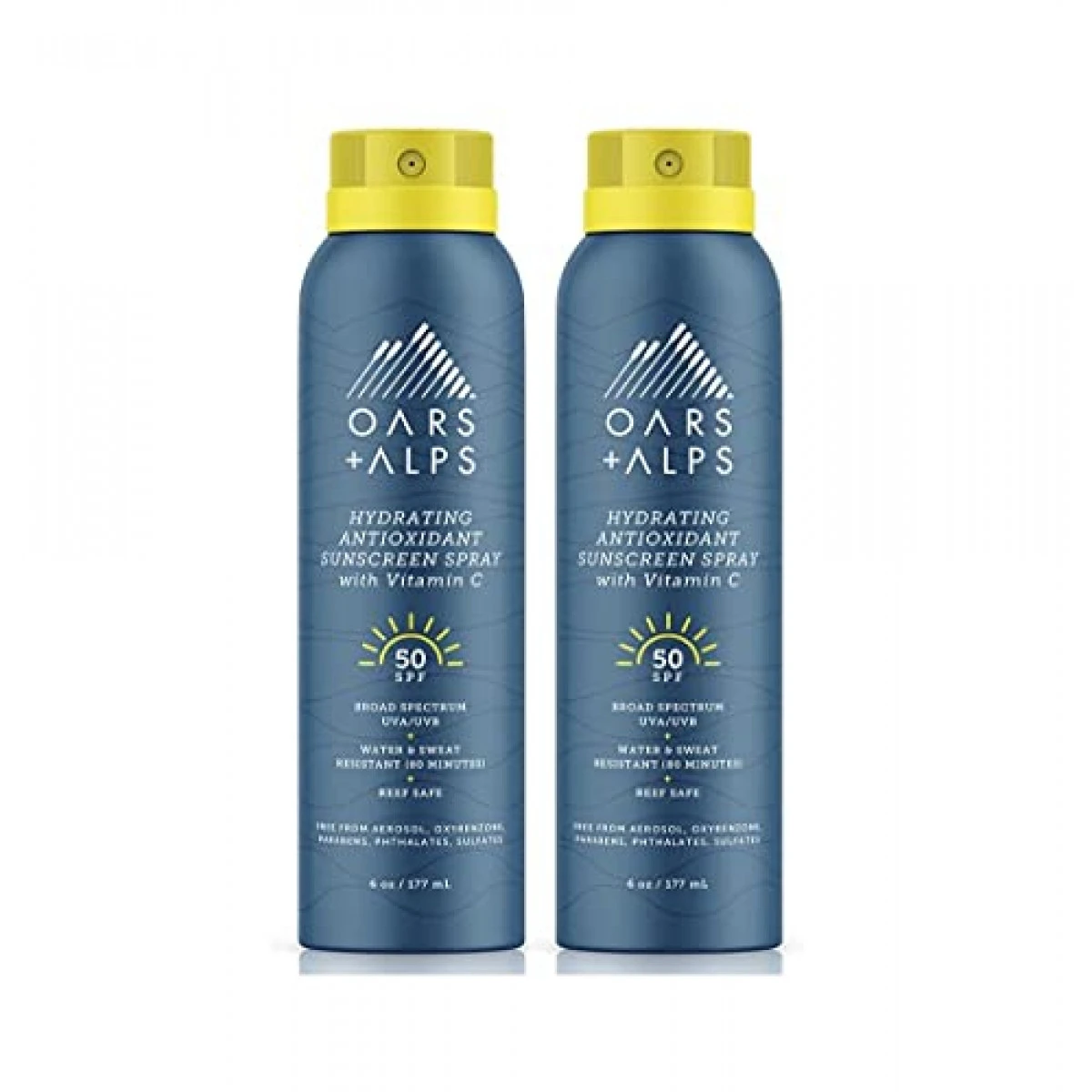 Oars + Alps Hydrating SPF 50 Sunscreen Spray, Skin Care Infused With Vitamin C And Antioxidants, Water And Sweat Resistant, 6 Oz Each, 2 Pack 3 Oars + Alps Hydrating SPF 50 Sunscreen Spray, Skin Care Infused With Vitamin C And Antioxidants, Water And Sweat Resistant, 6 Oz Each, 2 Pack