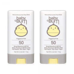 Sun Bum Baby Bum Mineral Sunscreen Face Stick - SPF 50 - UVA,UVB Face And Body Protection - Fragrance Free Safe For Sensitive Skin- Travel Size 0.45 Ounce (Pack Of 2)