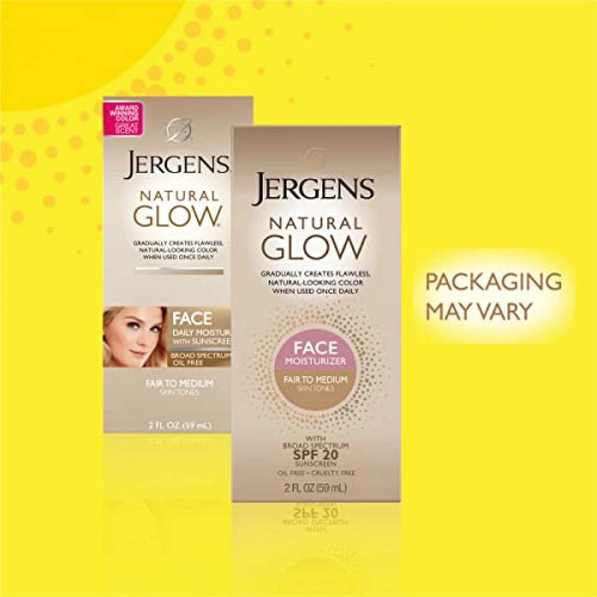 Jergens Natural Glow Self Tanner Face Moisturizer, SPF 20 Facial Sunscreen, Fair To Medium Skin Tone, Sunless Tanning, Oil Free, Broad Spectrum Protection UVA And UVB, 2 Oz (Packaging May Vary) 4 Jergens Natural Glow Self Tanner Face Moisturizer, SPF 20 Facial Sunscreen, Fair To Medium Skin Tone, Sunless Tanning, Oil Free, Broad Spectrum Protection UVA And UVB, 2 Oz (Packaging May Vary) - Image 2