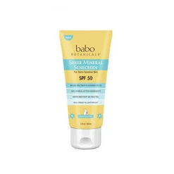 Babo Botanicals Sheer Mineral Sunscreen Lotion SPF 50 With 100% Mineral Active Ingredients - For Babies, Kids Or Extra Sensitive Skin - Lightweight, Water Resistant & Fragrance Free - 3 Fl. Oz.