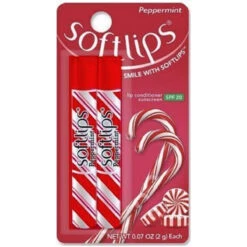 Softlips Lip Balm Protectant With Sunscreen SPF 20, Peppermint, 2 Sticks