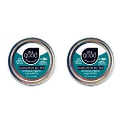 All Good Organic Sunscreen Butter - Zinc Oxide - Coral Reef Safe - Water Resistant - UVA/UVB Broad Spectrum - SPF 50+ (1 Oz)(2-Pack)