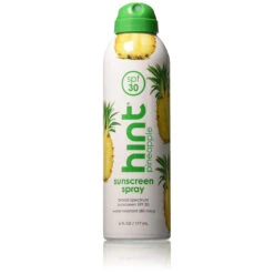Hint Sunscreen, SPF 30, 6 Fl Oz, Oxybenzone Free, Paraben Free (Pineapple), Broad Spectrum SPF 30 Compressed Air Spray-On Sunscreen, Water Resistant, Pineapple Scented