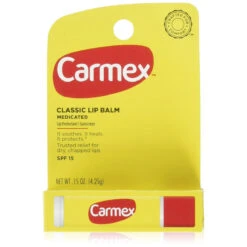 Carmex Classic Lip Balm, Lip Protectant Sunscreen SPF 15, 0.15 Oz (Pack Of 12)