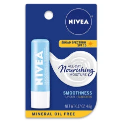 NIVEA Smoothness Broad Spectrum SPF 15 Sunscreen Lip Care, 0.17 Oz (2 Pack)