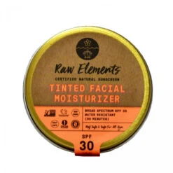 Raw Elements Tinted Facial Moisturizer Certified Natural Sunscreen | Non-Nano Zinc Oxide, 95% Organic, Very Water Resistant,Reef Safe,Non-GMO, Cruelty Free,SPF 30+, All Ages Safe, Reusable Tin, 1.8oz