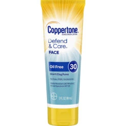 Coppertone Defend And Care Oil Free Sunscreen Face Lotion Broad Spectrum SPF 30 (3 Fluid Ounce) (Packaging May Vary)