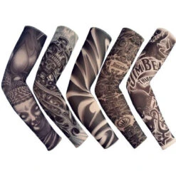 Fake Temporary Tattoo Arm Sunscreen Sleeves, Body Art Arm Stockings Slip On Accessories, Designs Tiger, Dragon, Skull For Women Men Outdoor Sport Cycling Riding Fishing Runnig Driving Climbing